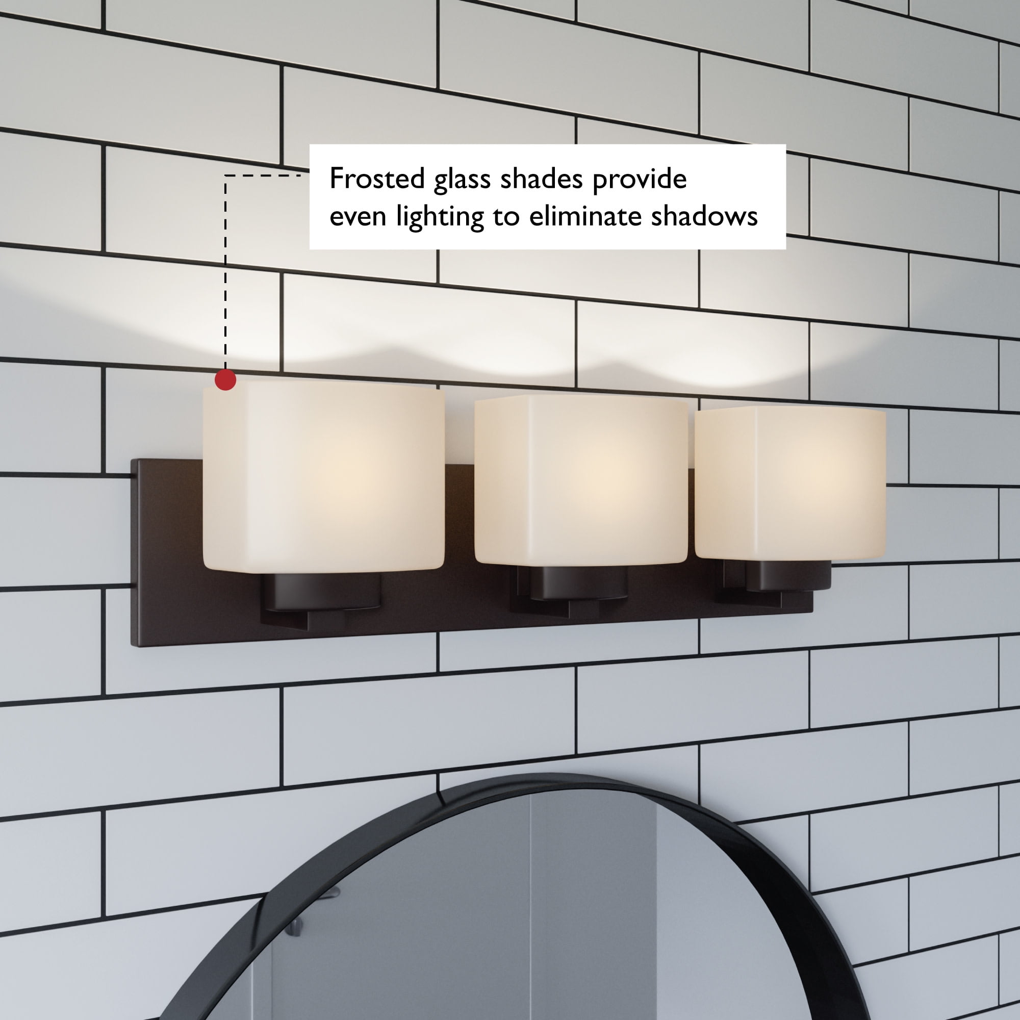 Design House Dove Creek 3-Light Dimmable Bathroom Vanity Light with Frosted Glass, Matte Black