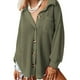 thumbnail image 1 of Blusa elegante de manga larga para mujer, chaqueta, tops casuales, camisa de manga larga con tapeta de botones tipo gofre, camisas lisas, cuello alto, blusa holgada S-2XL, 1 of 6