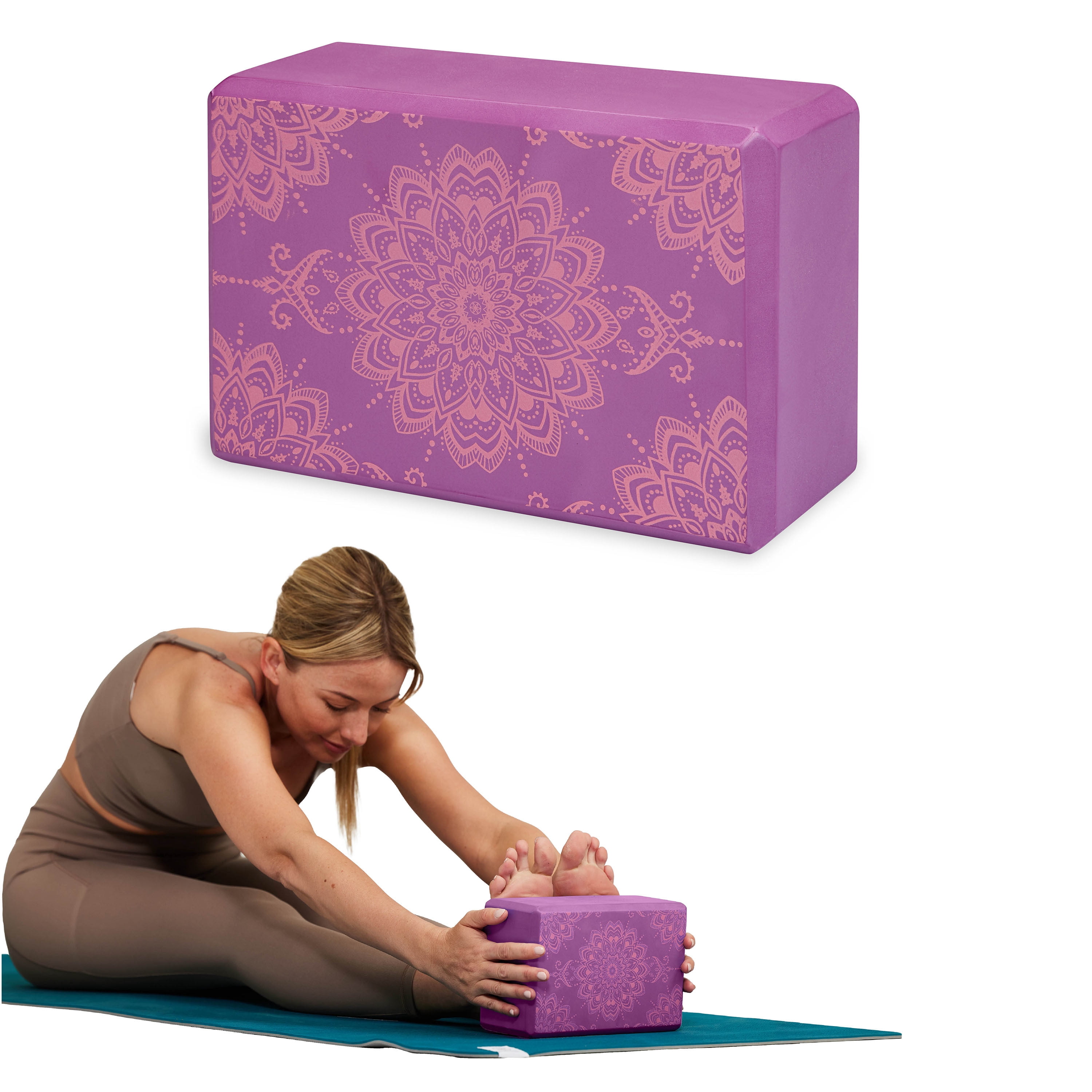 (2 pack) Gaiam Printed Fashion Yoga Block, Made from Sturdy Foam, Pink