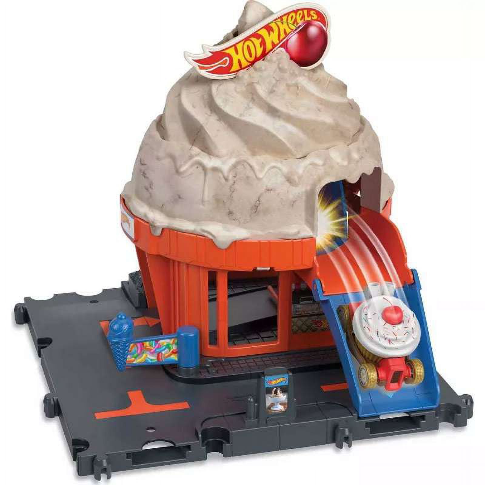 Hot Wheels City Track Set with 1 Car, Track Play That Connects to Other  Sets, Ice Cream Shop Playset​​