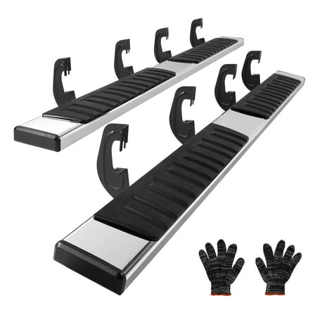 KFFKFF 6" Side Step Bars Compatible with 2007-2018 Chevy Silverado/GMC Sierra 1500 Crew Cab/2019 2500HD 3500HD 1500 LD, Stainless Steel Running Boards, 500 lbs Load Capacity, Set of 2
