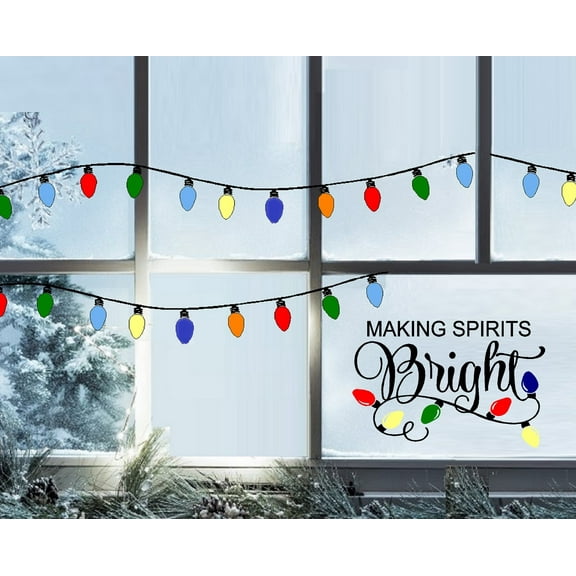 Christmas String of lights ~ 2 sets of 40" strings with " Making Spirits Bright Wall or Window Decal