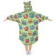 thumbnail image 2 of FORMRS Wearable Blanket Hoodie with Sleeves for Kids Cozy Flannel Sweatshirt, Cute Monsters Pattern, 2 of 7