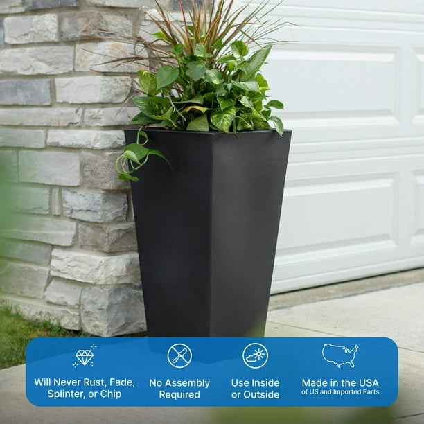 Step2 Tremont Square Tapered Planter Tall (Onyx Black