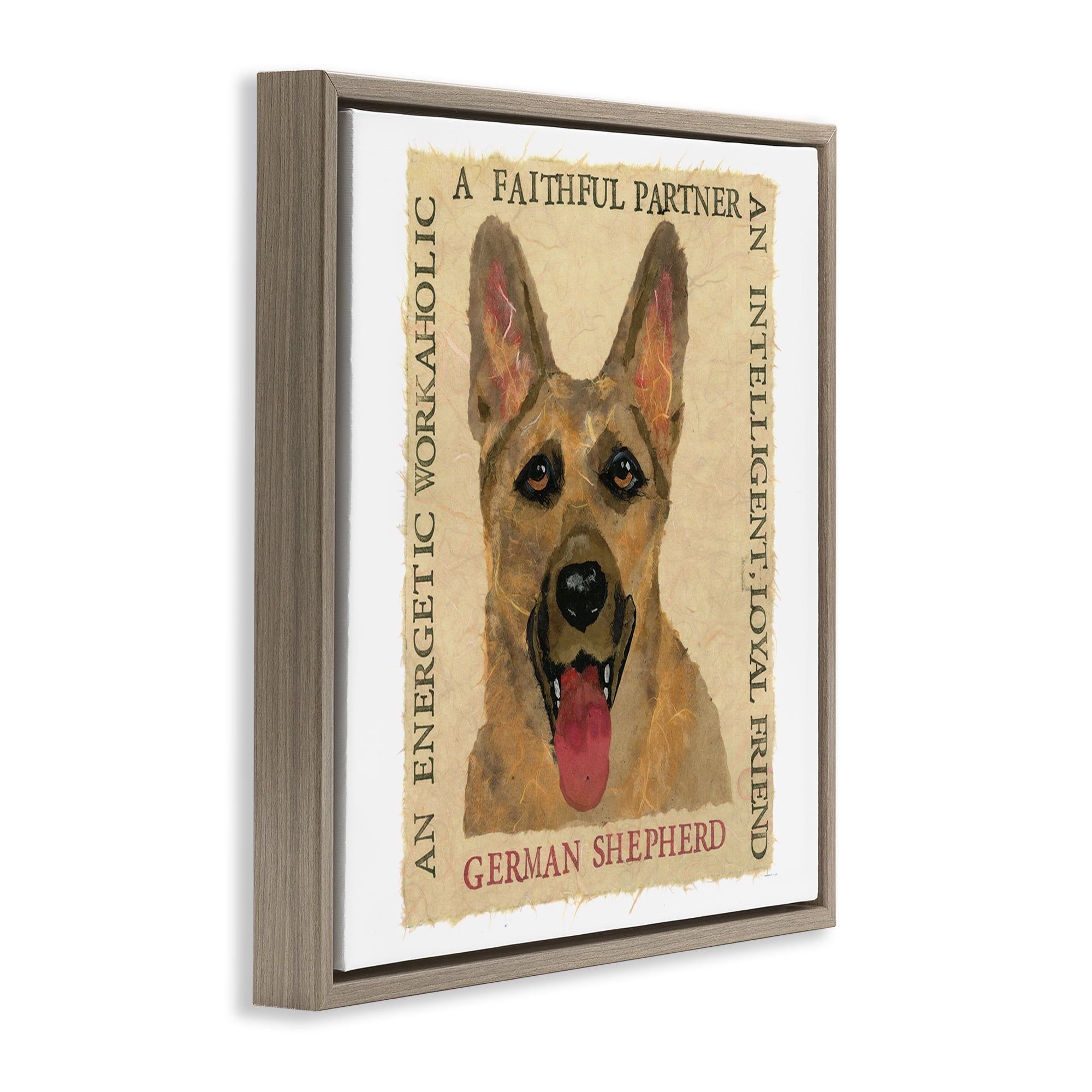 Stupell Industries Fun German Shepherd Phrases Animals Painting Brown Floater Framed Canvas Art Print Wall Art, 25 x 25