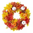 thumbnail image 2 of 19.7inch Fall Wreath for Front Door Outdoor Autumn Maple Leaves Garland with Pumpkin Berry Pine Cone Farmhouse Thanksgiving Harvest Decor for Porch Patio Home Wall Wedding Festival Party, 2 of 9