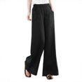 thumbnail image 2 of bnaln Palazzo Pants for Women High Waisted Elastic Casual Trousers Flowy Straight Wide Leg Long Pants Jogging Sweatpants Holiday Drawstring Trouser Spring Summer Bottoms Clothes, 2 of 4