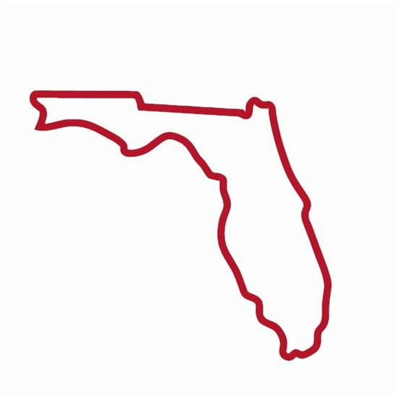 State Map Outline Florida Vinyl Decal Sticker UV & Waterproof Bumper Window Laptop Automotive Water Bottle Gift accessories – RED 4.5"