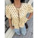 thumbnail image 3 of Blusa De Mujer Con Lunares Café En Albaricoque, Mangas Abullonadas Y Lazo, 3 of 21