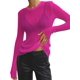 thumbnail image 1 of Top transpirable de cuello redondo y manga larga de color sólido de primavera y verano de estilo europeo y americano para mujer, 1 of 6