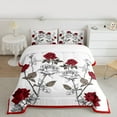 thumbnail image 2 of Manfei Romantic Red Rose Queen Comforter Set,Happy Valentines Day Bedding Sets,Rustic Plant Flower Bedding Comforter Set For Girls Teens,Microfiber Bedroom Decor Reversible,3-Piece, 2 of 8