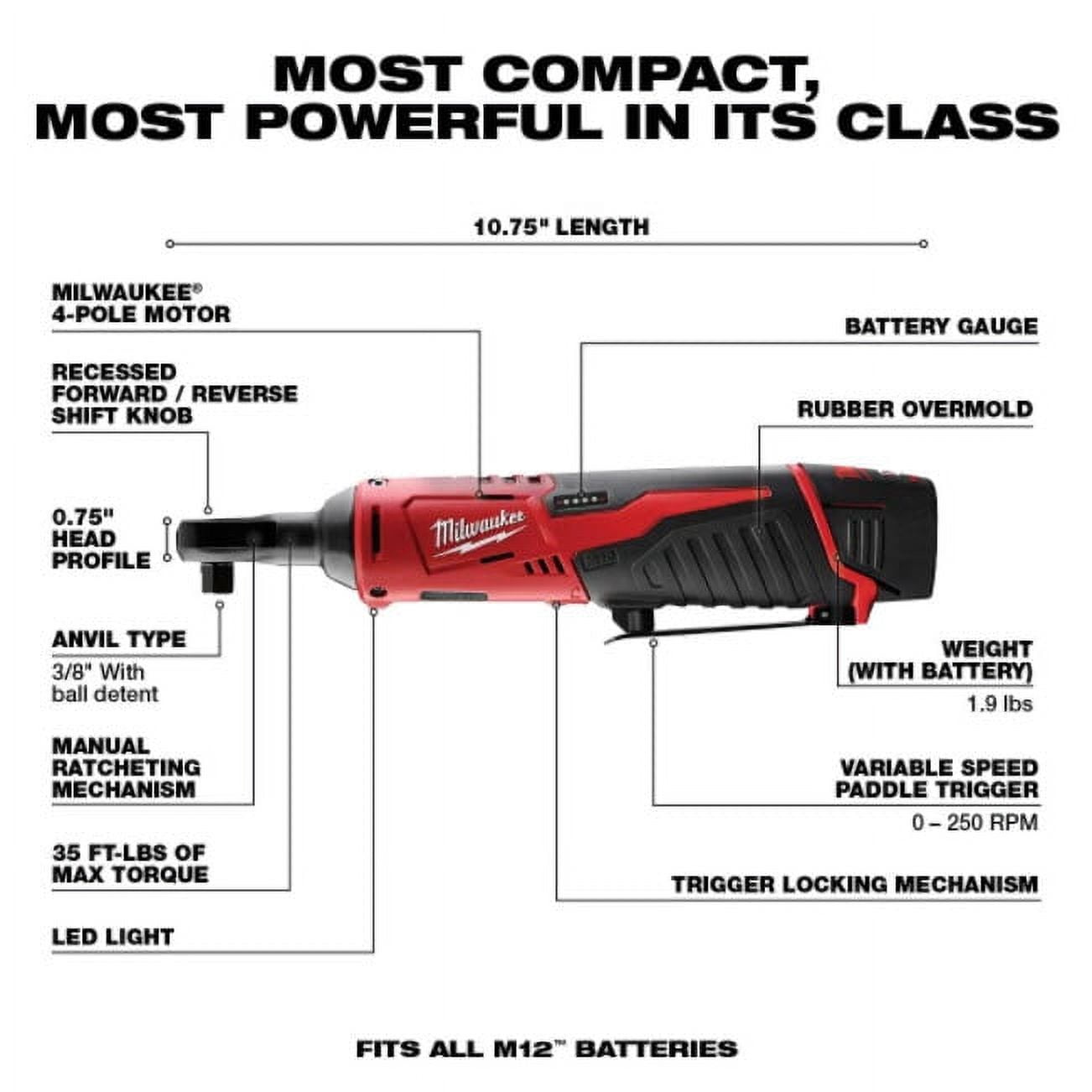 Milwaukee 2498-25 M12 12-Volt Lithium-Ion Cordless Combo Tool Kit (4-Tool) with 1.5 Ah Batteries, Charger, Tool Bag