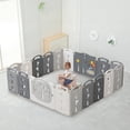 thumbnail image 4 of 18-Panel Portable Plastic Playpen, Spacious Safety Fence for Toddlers, Indoor & Outdoor Use, Gray, 4 of 6