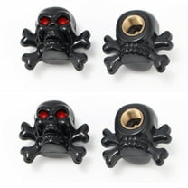 4x Skull Cross Bones Black Car Valve Stem Air Caps Covers Tire Wheel Motorcycle
