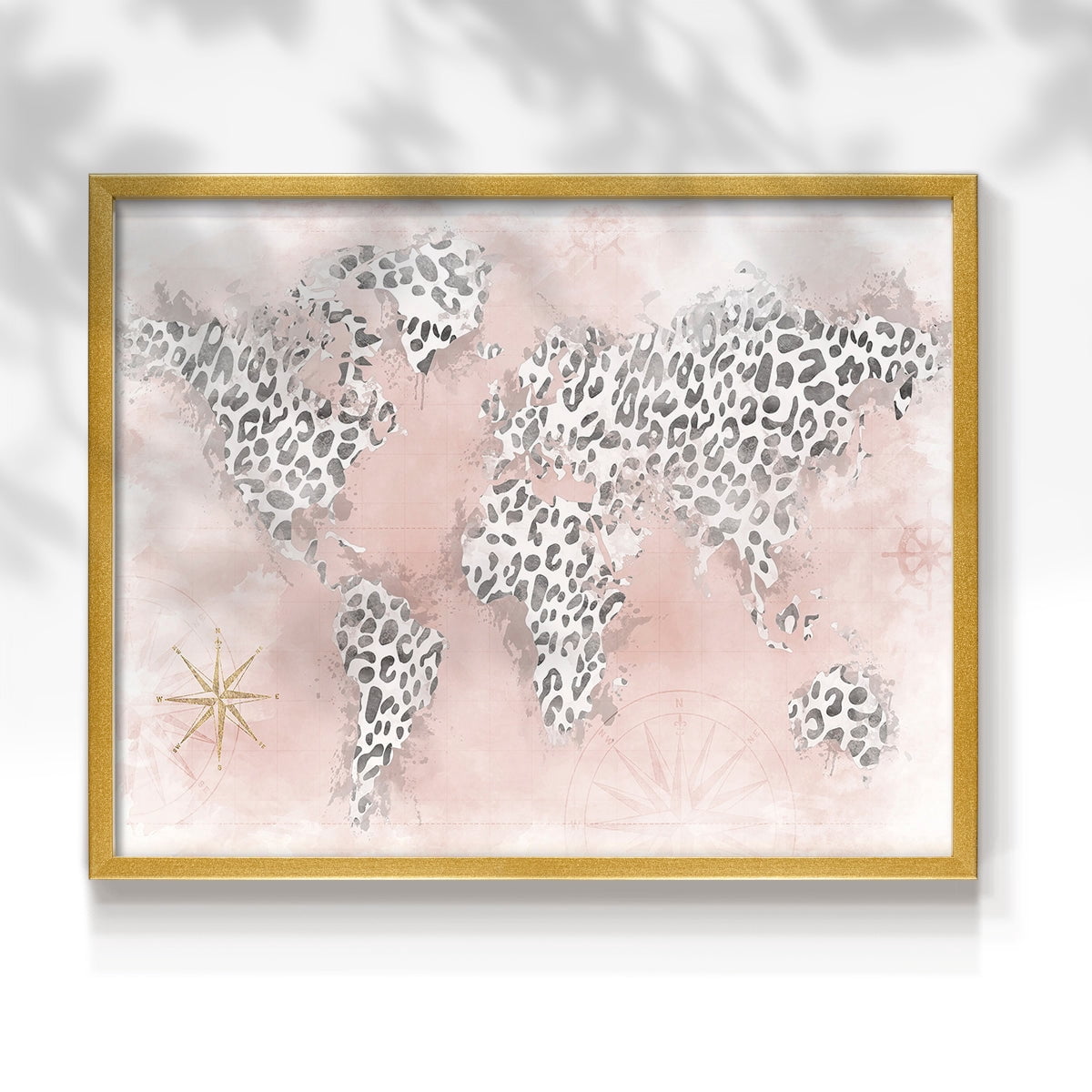 Pink Cheetah Map by Natalie Carpentieri - Restickable Framed Giclée Print