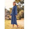 thumbnail image 4 of Women's 2023 Fall Midi Dress Casual Long Sleeve V Neck Swiss Dot Pleated A Line Flowy Dresses, 4 of 9