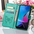 thumbnail image 7 of SaniMore Case for Motorola Moto G Power 2023 (6.5"), PU Leather Skin with Luxury Embossed Butterfly [Wrist Strap & Card Slots & Flip Kickstand] Full-body Shockproof Business Wallet Cover, Green, 7 of 7