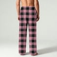 thumbnail image 4 of Havenx Pajama Pants Men Microfleece Plaid Flannel Pajamas Pants 2025 Trendy Big and Tall Sleep Pants Elastic Waist Wide Leg Soft Lounge Pants,Pink XL, 4 of 6