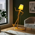 thumbnail image 2 of Cool Mini Wood Floor Lamp for Living Room Bedroom Farmhouse - Corner Decorative Reading Standing Light Creative Swing Arm Arc Design Gift for Kids Room (Egg Yellow), 2 of 16