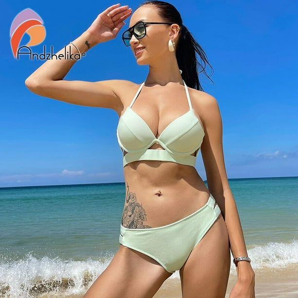Sexy Bikinis Set for Women 11 Solid Colors Swimsuit Swimwear Halter Strappy  Spa Bathing Suits Beachwear with No Pad - AliExpress