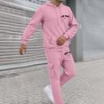 thumbnail image 5 of Men's City Letter Print Hoodie Set Oversized Multiple Fashion Styles Sweatsuits Comfort Soft Hoodies & Sweatpants Set (Pink, S), 5 of 8