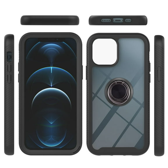 SaniMore Case for iPhone 14 Plus 6.7" 2022 Release, Rugged PC Backplane Shockproof TPU Bumper 360° Rotatng Ring/Kickstand Anti-drop Heavy Duty Protective Case For iPhone 14 Plus, Black