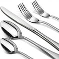 thumbnail image 1 of Juego de Cubiertos Dorados (20 piezas, acero inoxidable) para 4 personas: tenedores, cucharas y cuchillos. Ideal para cocina, hogar y restaurante, con acabado brillante plateado pulido, 1 of 7