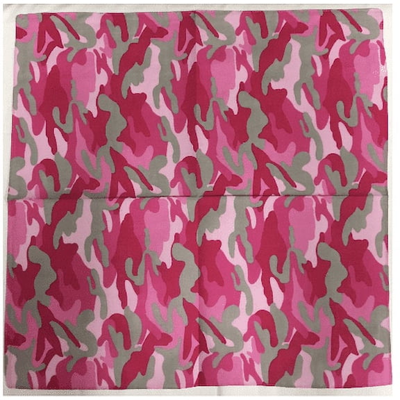 6 Pink Camo Design Head Wrap 100% Cotton 22"X22"