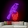 thumbnail image 3 of Handmadetneonsign Raven On Skull Neon Sign, Raven Wall Art Decor, Raven Skeleton Home Wall Decor 038823, 3 of 5
