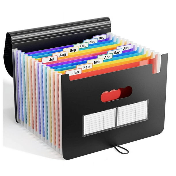 Clasificador A4 / Gama de documentos / Almacenamiento de papel 12 compartimentos - Clasificador Almacenamiento de documentos Organizador de archivos A4 Documentos Clasificador expandible Acordeón de d