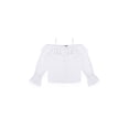 thumbnail image 3 of Forever 21 WGA Spagheti Strap Off Shoulder Button Front Blouse /W Ruffle Neckline, Color-White, Size-L, 3 of 5