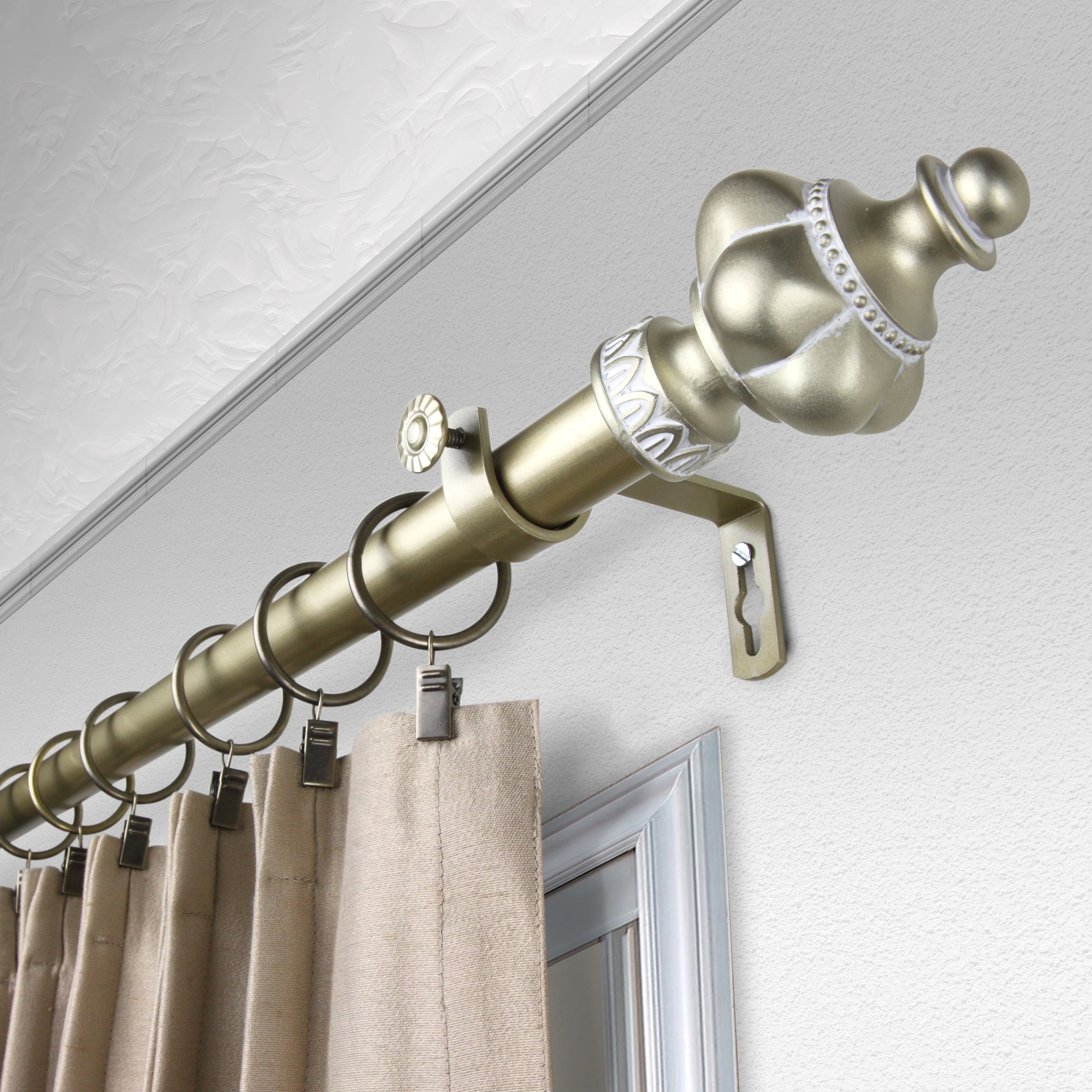 1" Dia Adjustable Erika Curtain Rod 120-170 inch Light Gold