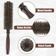 thumbnail image 5 of Unique Bargains Nylon Bristle Round Curling Hair Twill Comb with Wood Handle for Hair Drying Styling Brown L Size 16 Row, 5 of 7