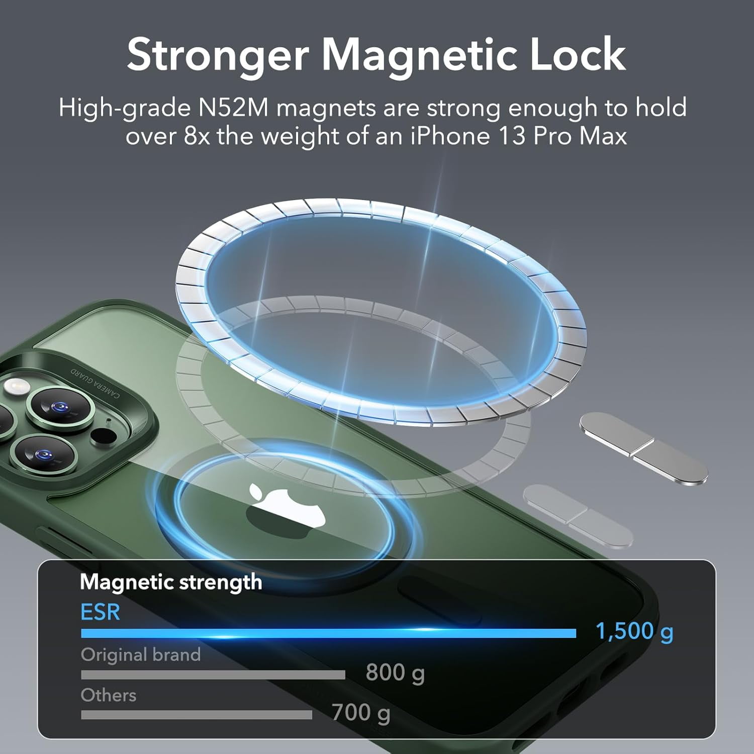 CRKMGS-for iPhone 13 Pro Max Case, Compatible with MagSafe, Shockproof Military-Grade Protection, Yellowing Resistant, Magnetic Phone Case for iPhone 13 Pro Max, (HaloLock), Clear Green