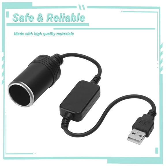 Yolmary USB A Male to 12V Car Cigarette Lighter Socket Female Converter Cable (8W Max)