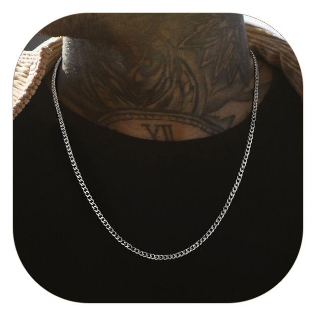 ChainsProMax 3mm Cuban Link Chain Necklace, 14" Silver photo 1