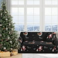 thumbnail image 1 of Housse de Sofa Imprimée de Noël Père Noël Housse de Canapé Élastique Lavable à la Machine Thème de Noël Housse de Sofa Rouge pour Salon Protecteur de Sofa Festif, 1 of 6