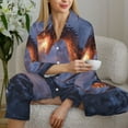 thumbnail image 6 of Honeii Winter Fire Dragon Print Women's Pajama Sets Long Sleeve Button Down Sleepwear Nightwear Soft Pjs Lounge Sets 2PCS-X-Large, 6 of 7