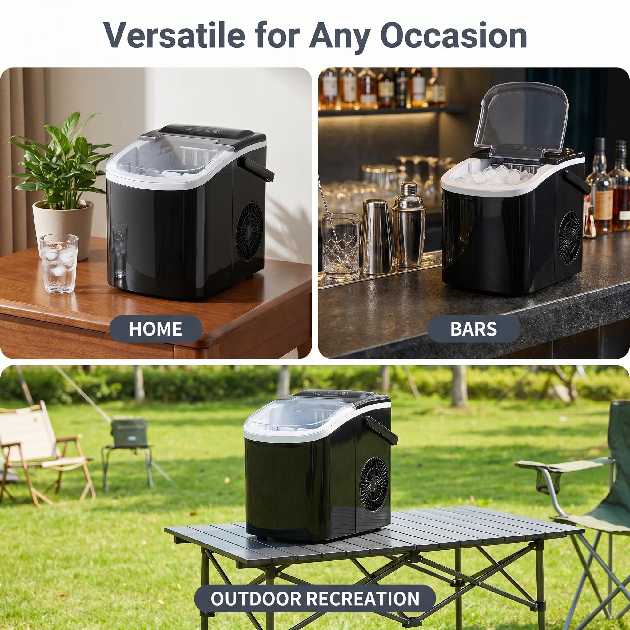 9 Bullet Ice Maker, 26.5lbs/24H Compact Countertop Ice Machine, 9 9 Bullet-Shaped Ices Ready in 6-13 Mins, Portable Ice Maker for Home, Bar