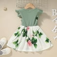 thumbnail image 3 of TAIAOJING Toddler Baby Girls Floral Dress Princess Girls Party Casual Dress Kids Fly Baby Bow Sleeve Ribbed Girls Dress&Skirt For 4-5 Years, 3 of 4