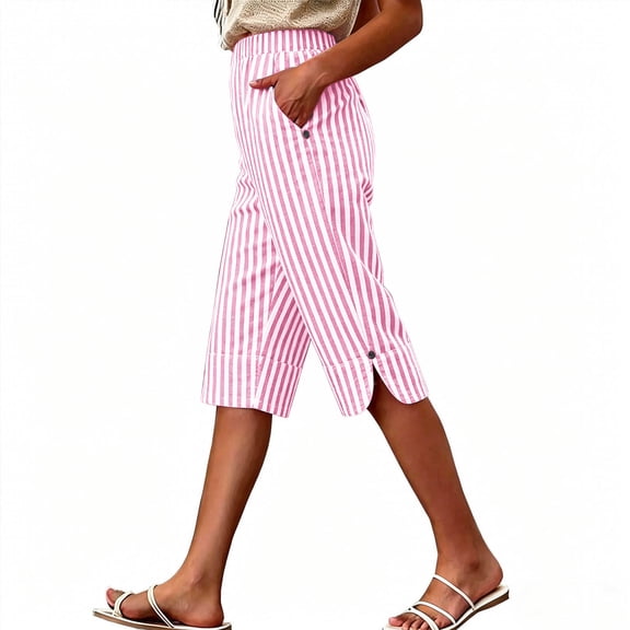 hlysgo Womens Long Short Lounge Lightweight Elastic Waist Short Summer Casual Loose Shorts with Pockets Pink,2xL