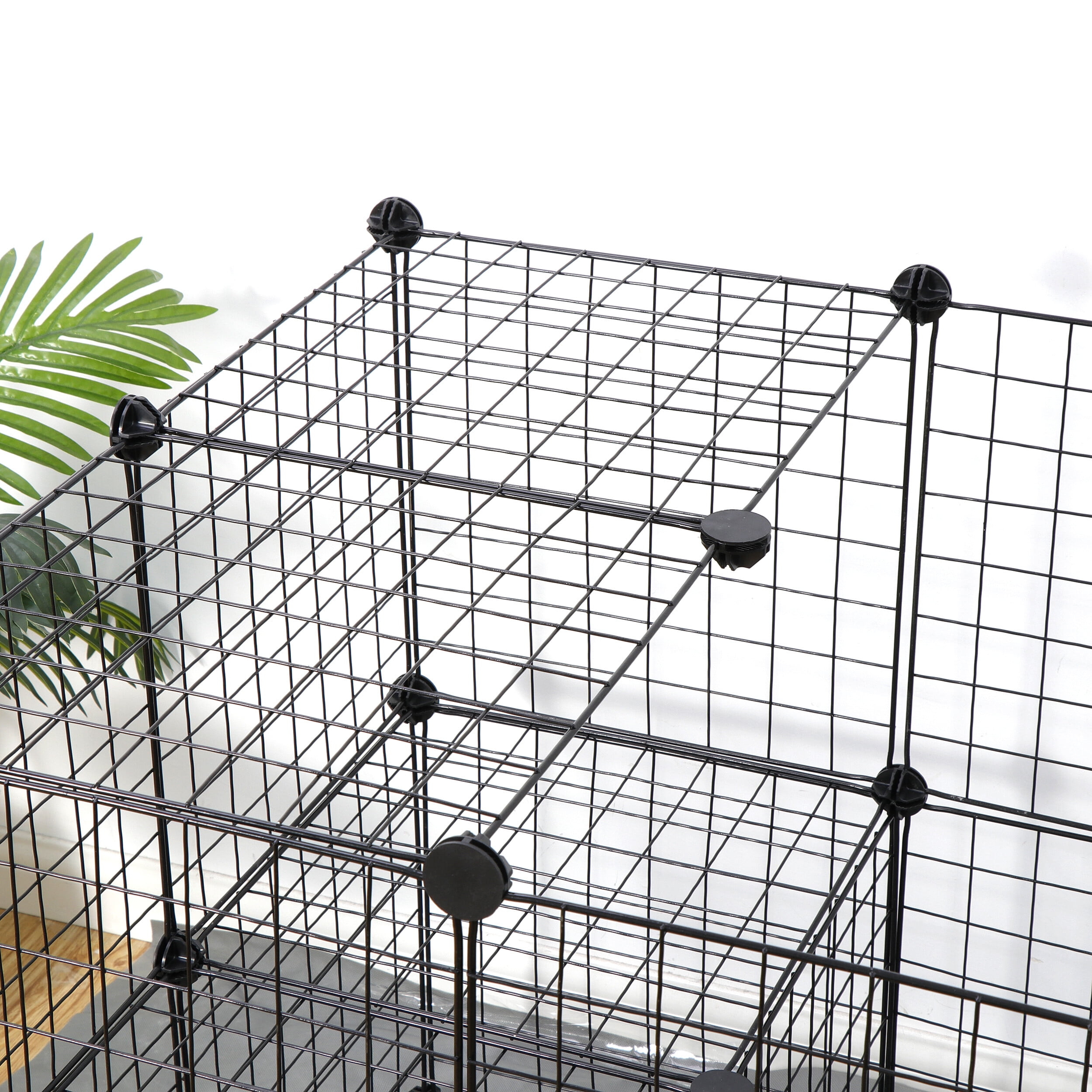 HomGarden 36 Panels Small Animal Playpen DIY Pet Cage Metal Mesh W/ Ramp for Bunnies Puppies
