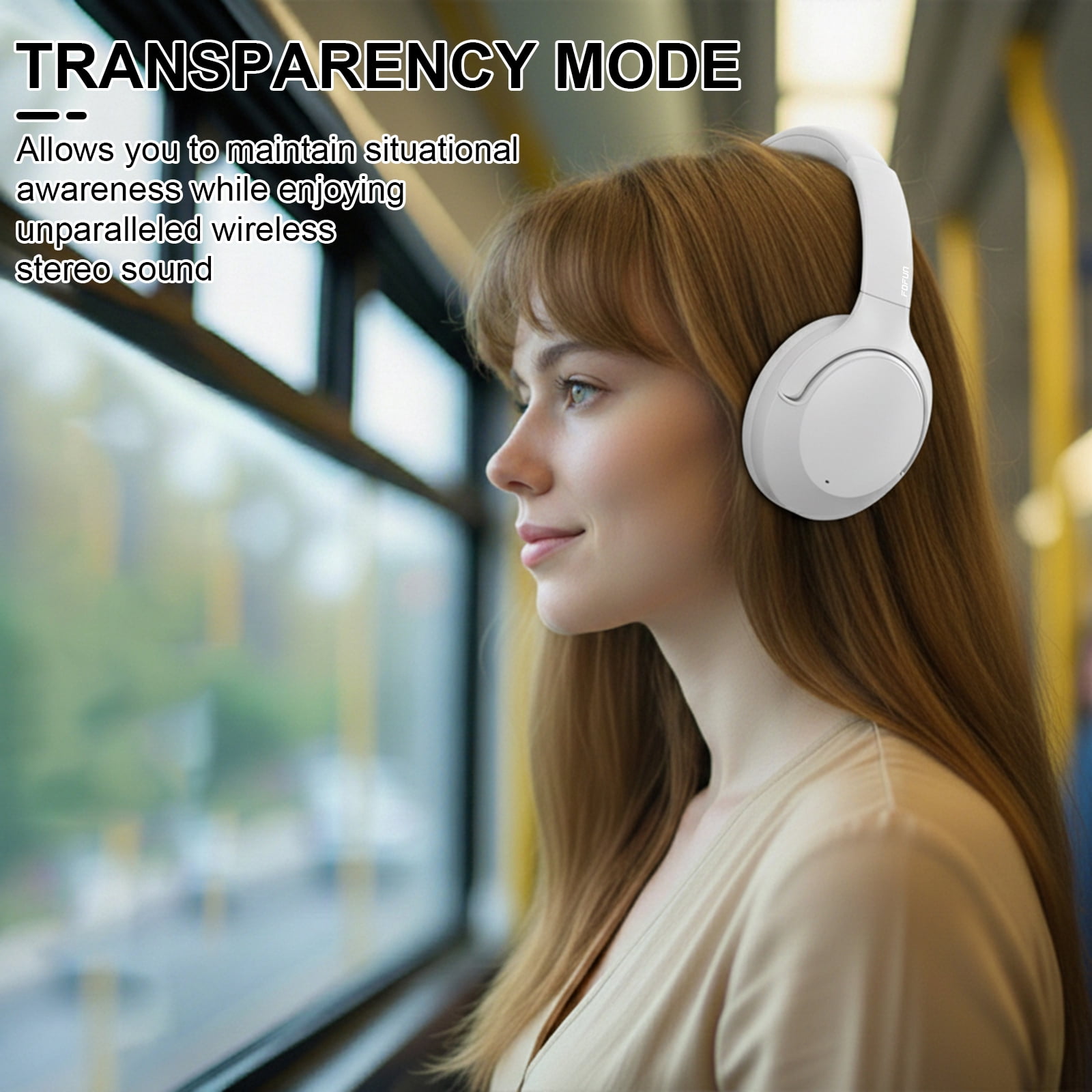 FOFUN NC50 Hybrid Active Noise Cancelling Headphones Wireless Bluetooth 6.0, Foldable Over Ear Headphones, Custom EQ via App, 65 Hours Playtime, Low Latency Game Mode, Multipoint Connection