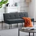 thumbnail image 4 of DEALTOPS 63" Convertible Futon Sofa Bed, Modern Polyester Loveseat with 5-Level Reclining Backrest, Gray, 4 of 8