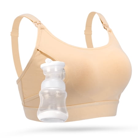 Hands Free Pumping Bra, Momcozy Adjustable Breast-Pumps Holding and Nursing Bra, Suitable for Breastfeeding-Pumps by Lansinoh, Philips Avent, Spectra, Evenflo and More(Beige,Medium)
