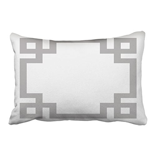 Black & silver Greek Key/Border/ Crush Velvet Decorative Pillow Throw Cover 17” 