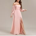 thumbnail image 4 of Taylonsss Womens Solid Color Strapless Stretch Formal Dress Long Sleeve Back Zipper High Slit Evening Gown Sophisticated Party Attire, 4 of 4