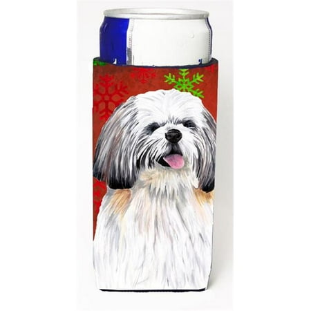 

Shih Tzu Red and Green Snowflakes Holiday Christmas Michelob Ultra s for slim cans
