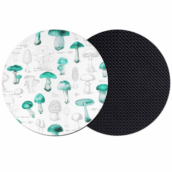Teal Mushroom Coasters Set of 2, Absorbent Coasters for Drinks, Vintage Botanical Autumn Farmhouse Coaster for Desk Coffee Table Protection, Home Decor House Warming Gifts 4"