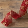 thumbnail image 2 of Northlight Club Pack of 12 Cranberry Red and Gold Poinsettia Wired Craft Ribbons 2.5" x 120 Yards, 2 of 3